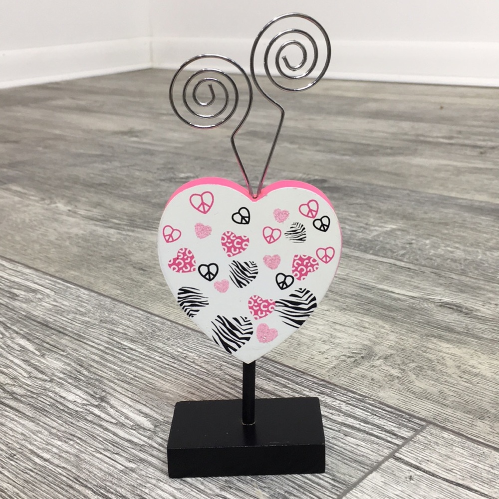 Lot of 4 Heart Photo holders w/Pink/Zebra hearts - Picture 2 of 12